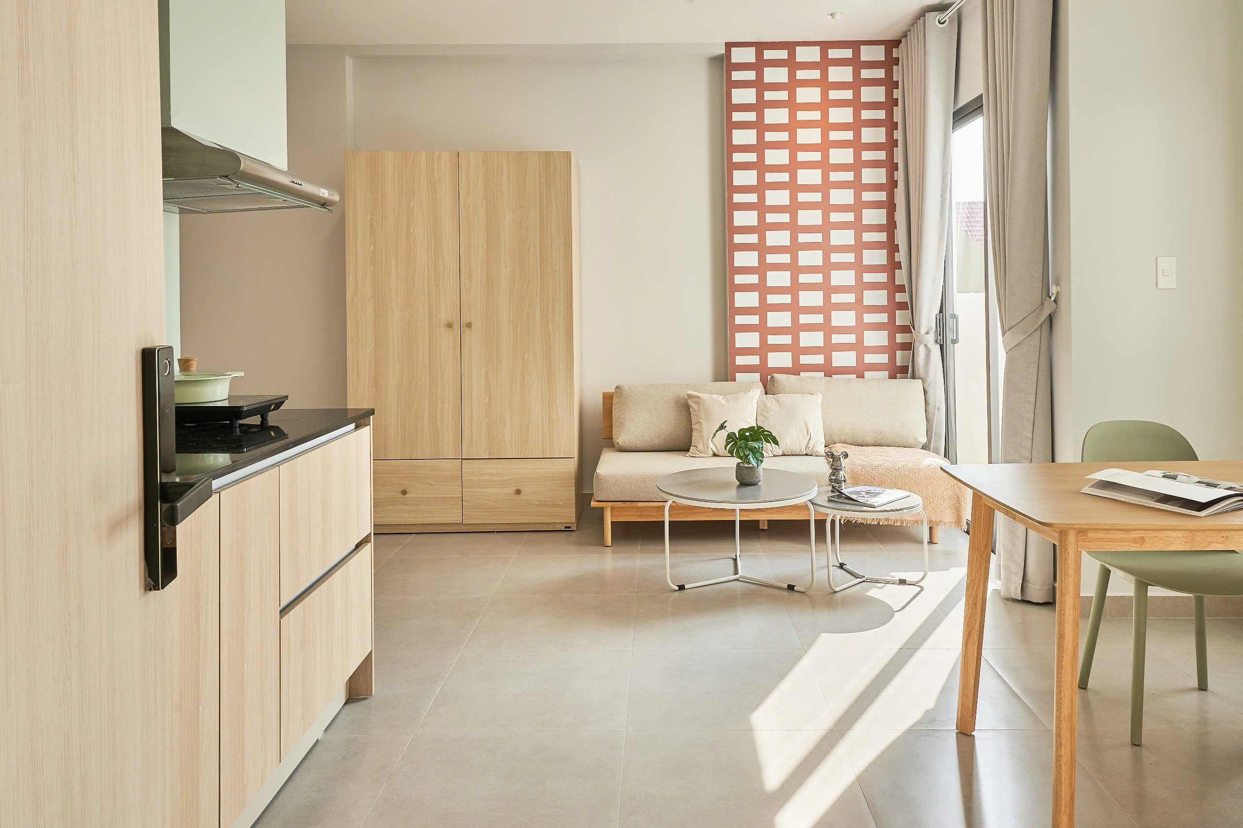 Kitchenette and lounge area at Binh Duong